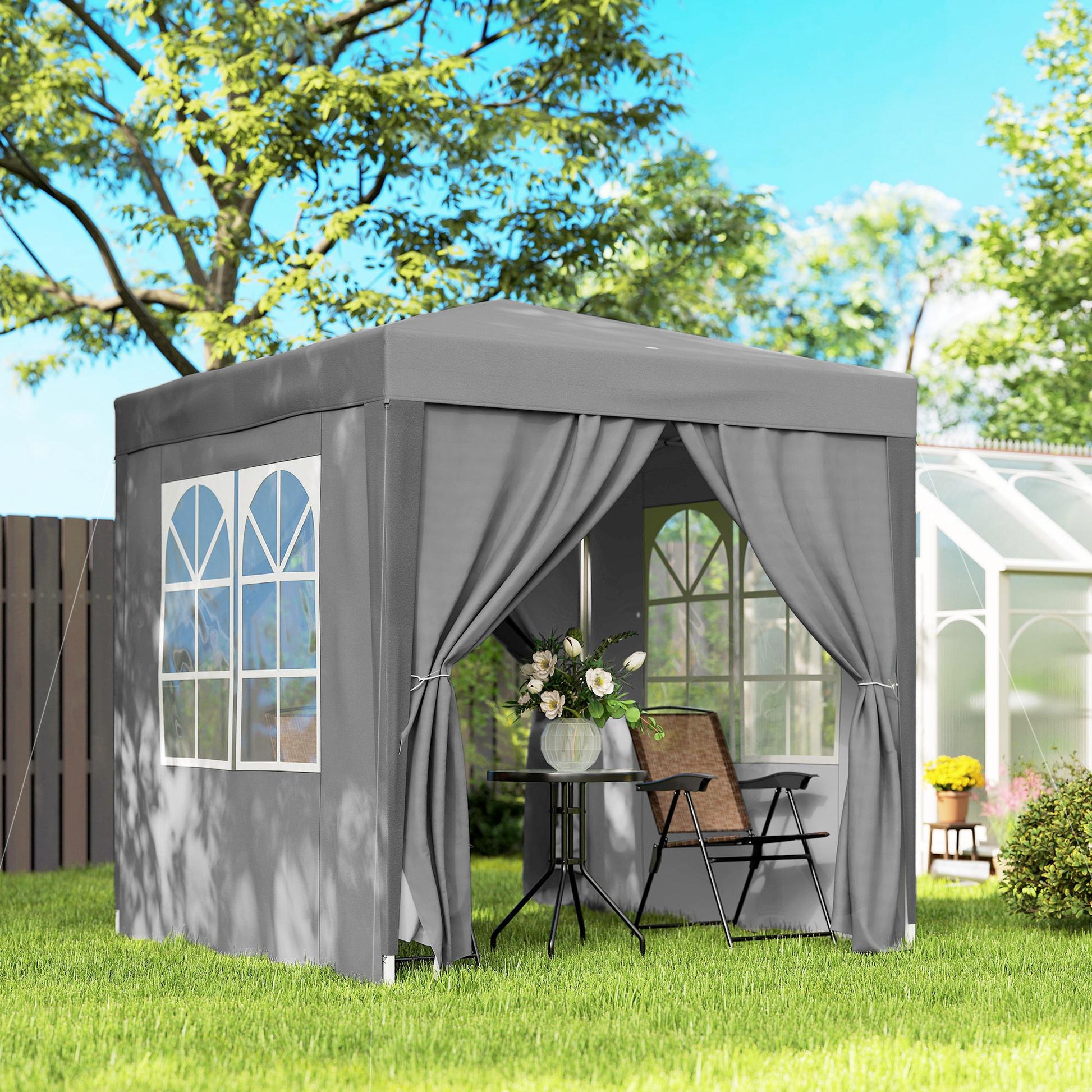 Outsunny Carpa Plegable 2x2m Pop-up Con 4 Paredes Y Bolsa De Transporte Gris_1