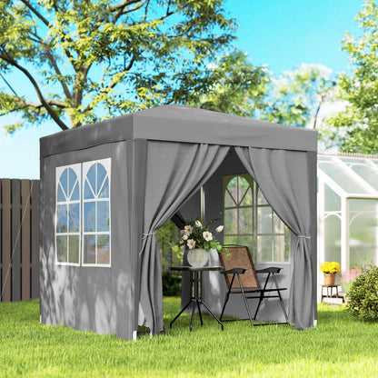 Outsunny Carpa Plegable 2x2m Pop-up Con 4 Paredes Y Bolsa De Transporte Gris_1