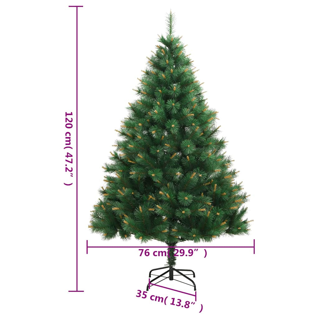 Vidaxl Árbol Navidad Artificial Con Bisagras 150 Led Y Bolas 120 Cm_2