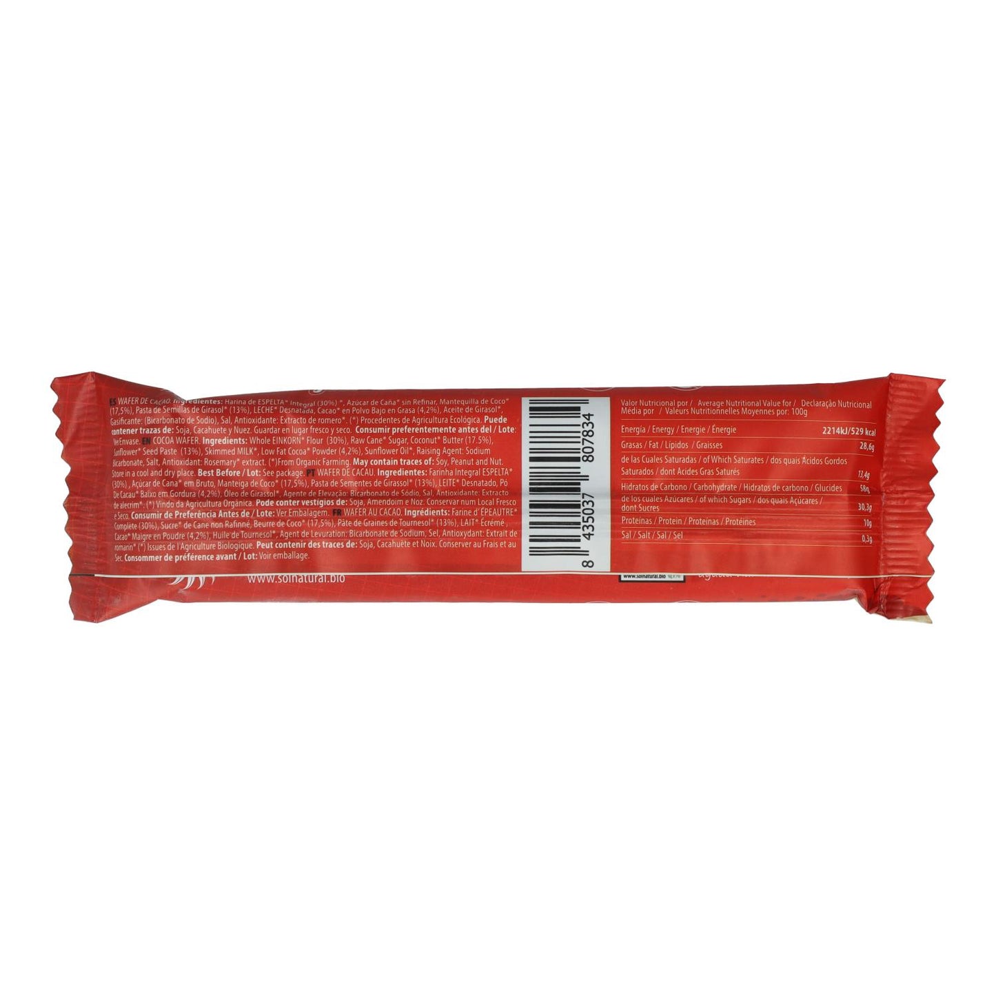 Wha Feel snack biológico de espelta e cacau Sol Natural 30 g