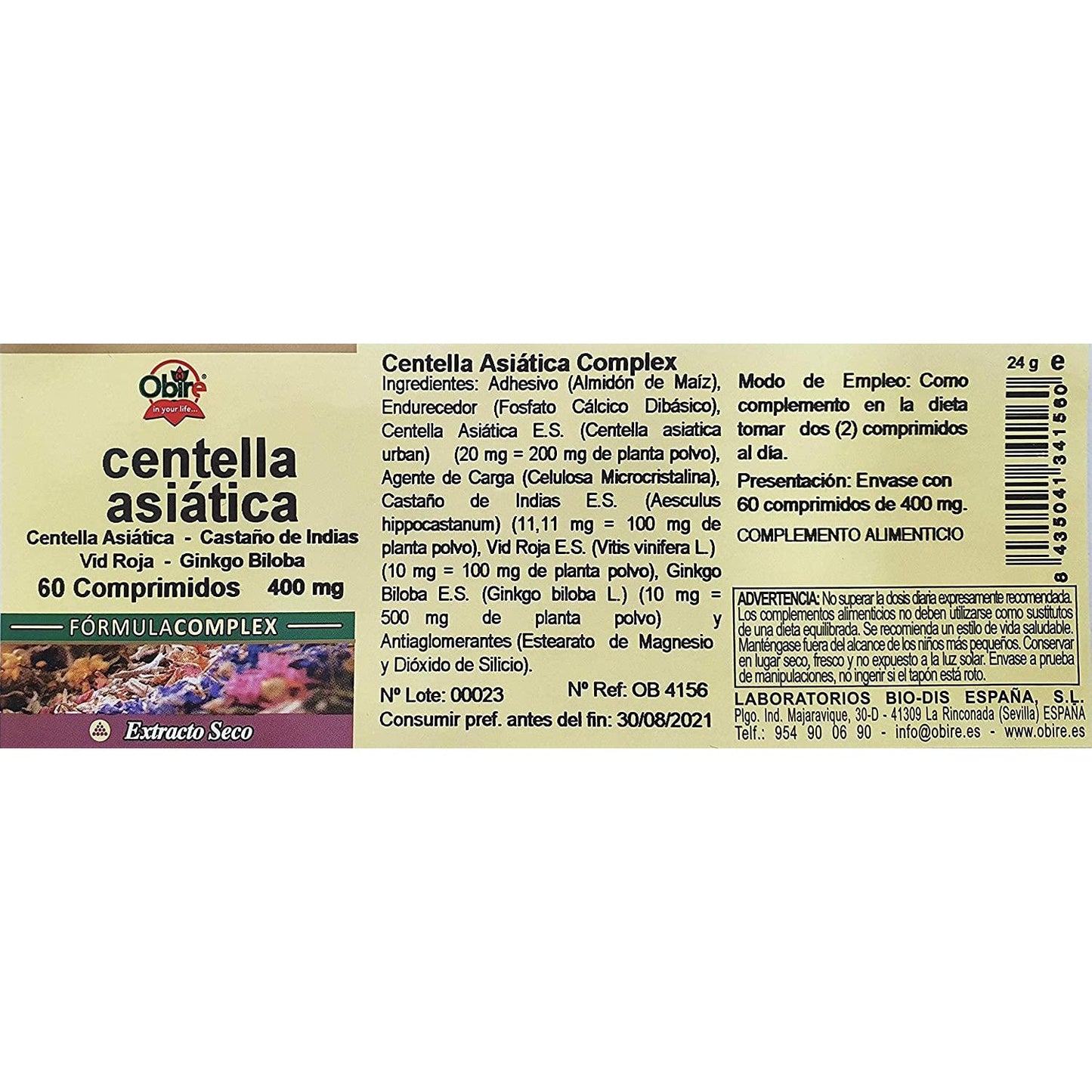 Centelha Asiática 400 mg Obire 60 comprimidos