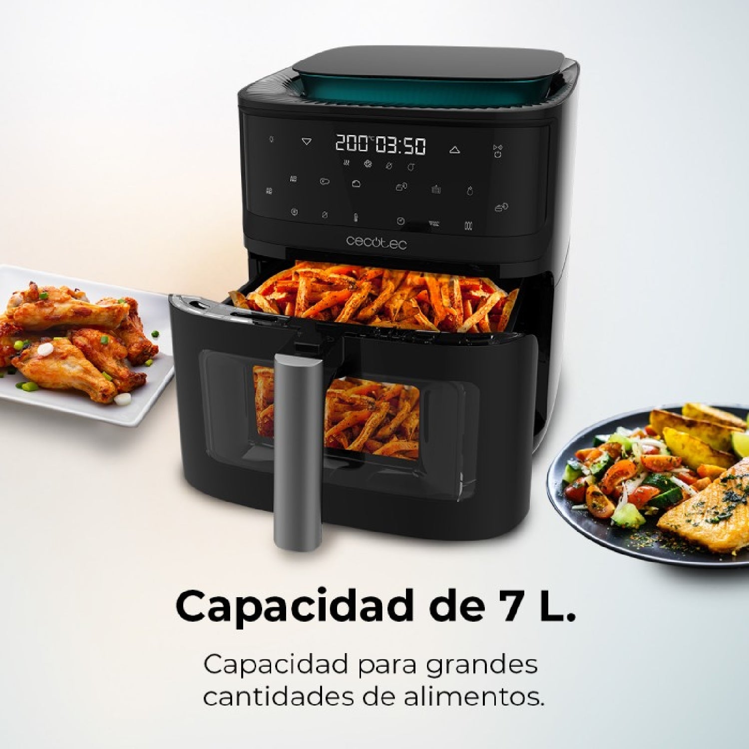 Freidora De Aire Sin Aceite De 7 L Air Fryer Cecofry Mist 7000. 1700 W, 4 En 1: Freidora, Vaporera, Fermentador Y Deshidratador, Capacidad De Agua 1_1