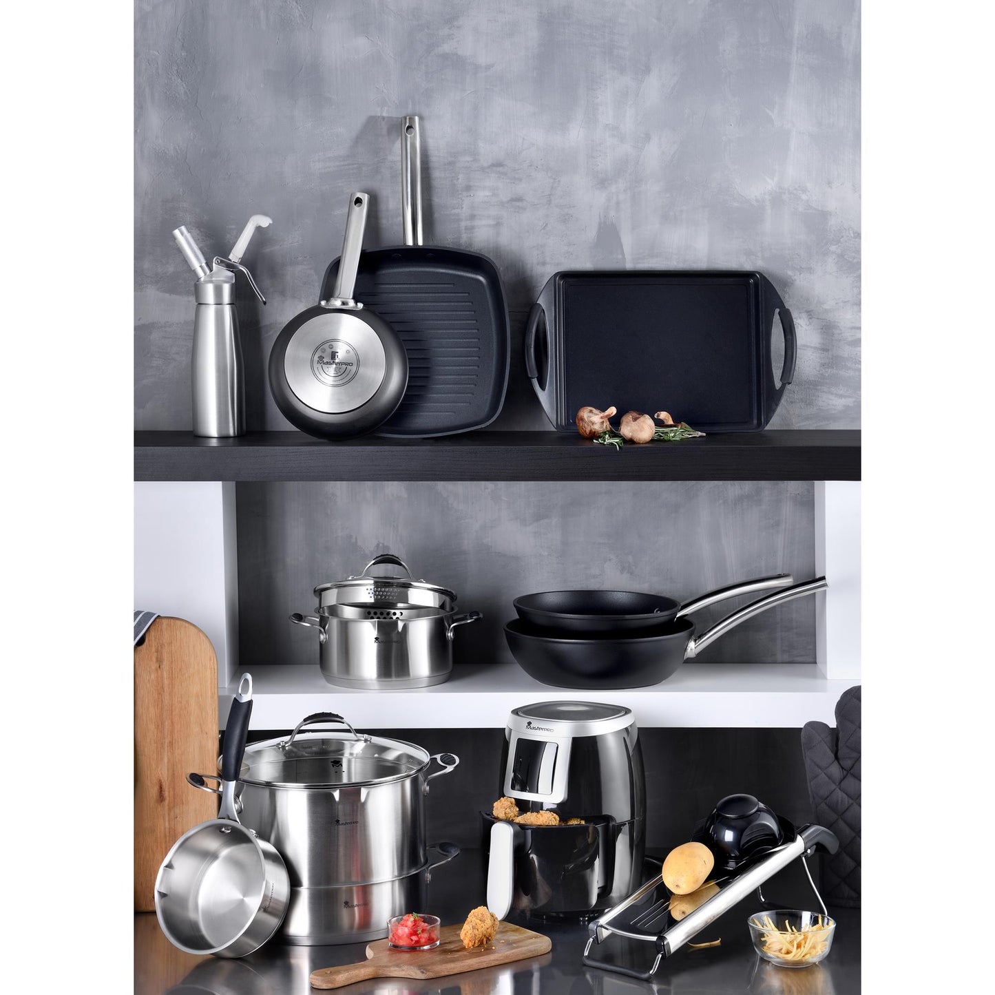 Pelador Multiple En Acero Inoxidable Foodies Color Negro Masterpro._1