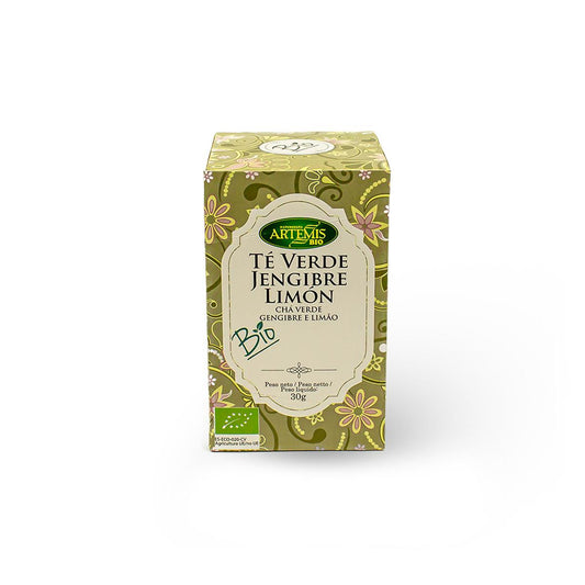 Chá Verde Biológico Artemis, Gengibre e Limão 20 saquetas