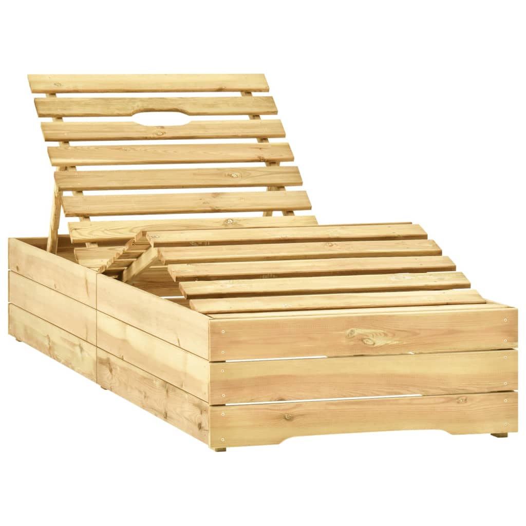 Tumbona De Jardín Con Mesa Y Cojín De Madera De Pino Impregnada_2