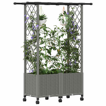 Cama Elevada Con Trellis Y Techo Gris Claro 124,5 X 40 X 142 Cm_2