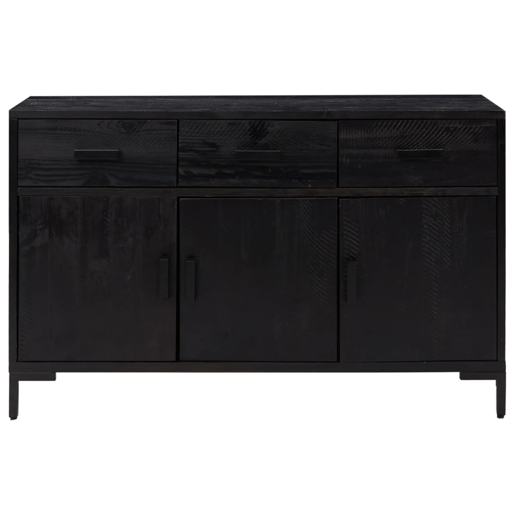Aparador De Madera Maciza De Pino Negro 110x35x70 Cm / Vetonek_2