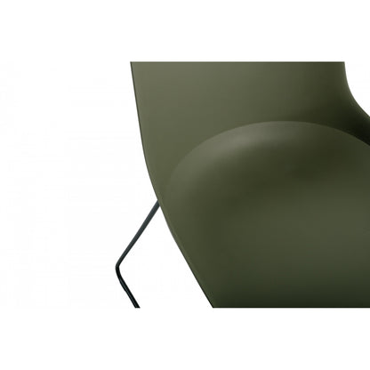 Lote De 2 Sillas De Jardín De Polipropileno Verde Caqui Paros - Patas De Metal - Apilables 47x53xh75,5cm_2