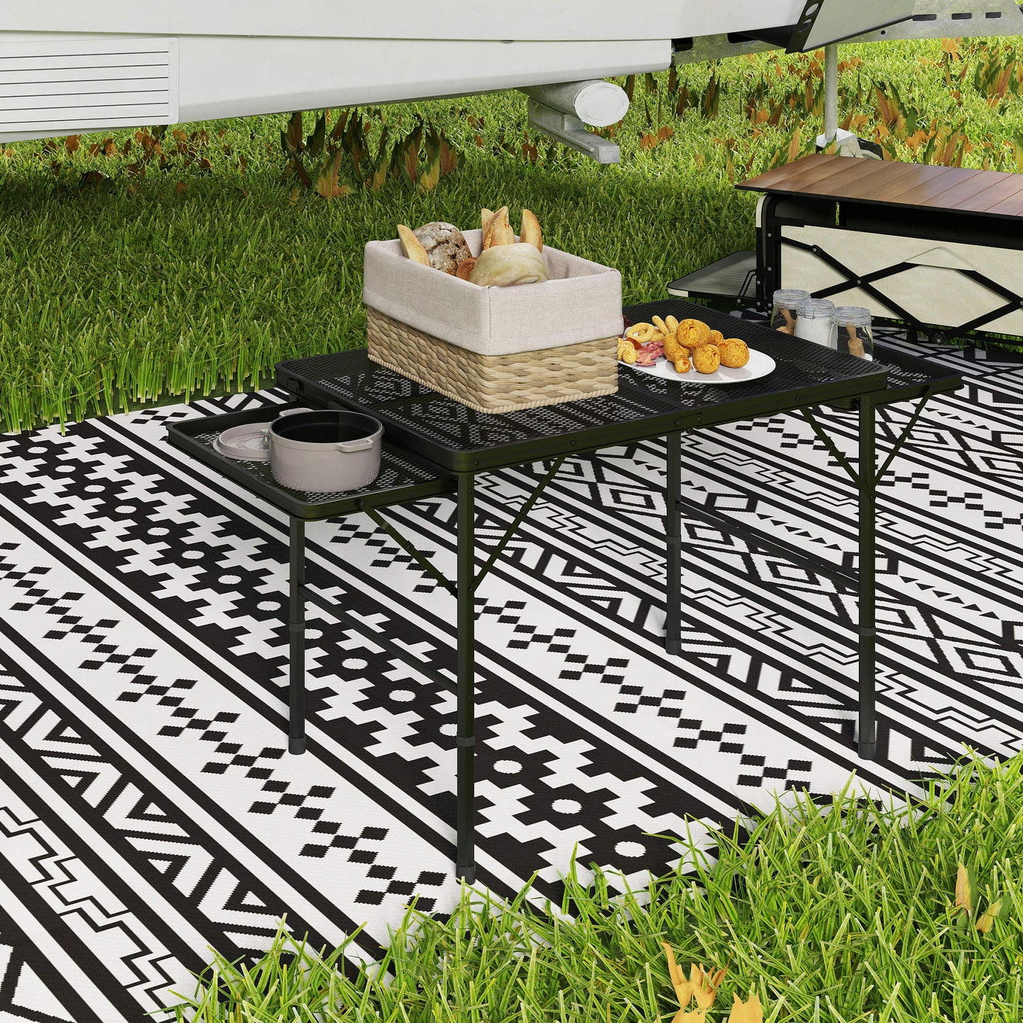Outsunny Mesa Plegable Camping De Aluminio Con Laterales Abatibles Negro_1