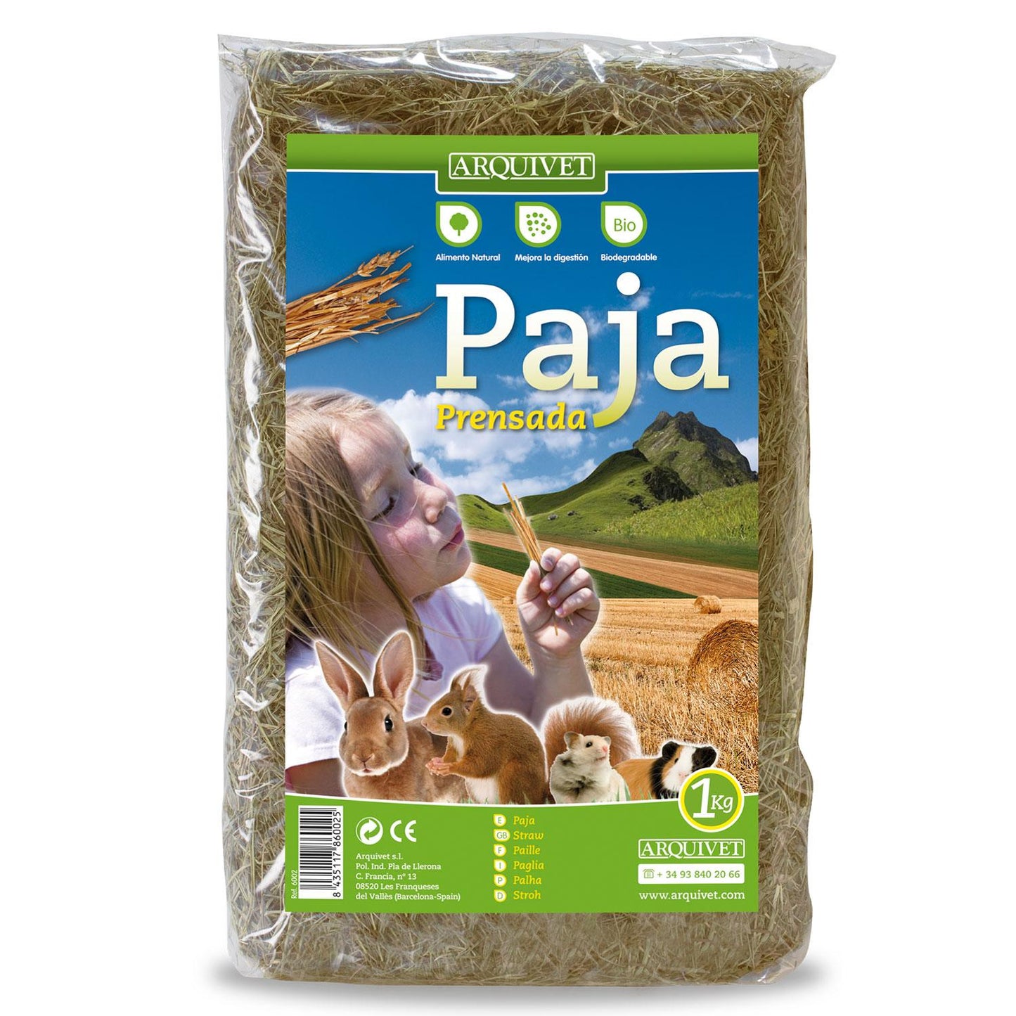 Forragem e cama para animais Arquivet palha 1 kg