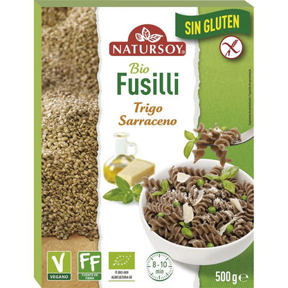 Fusilli de trigo sarraceno sem glúten, 500 g. Natursoy