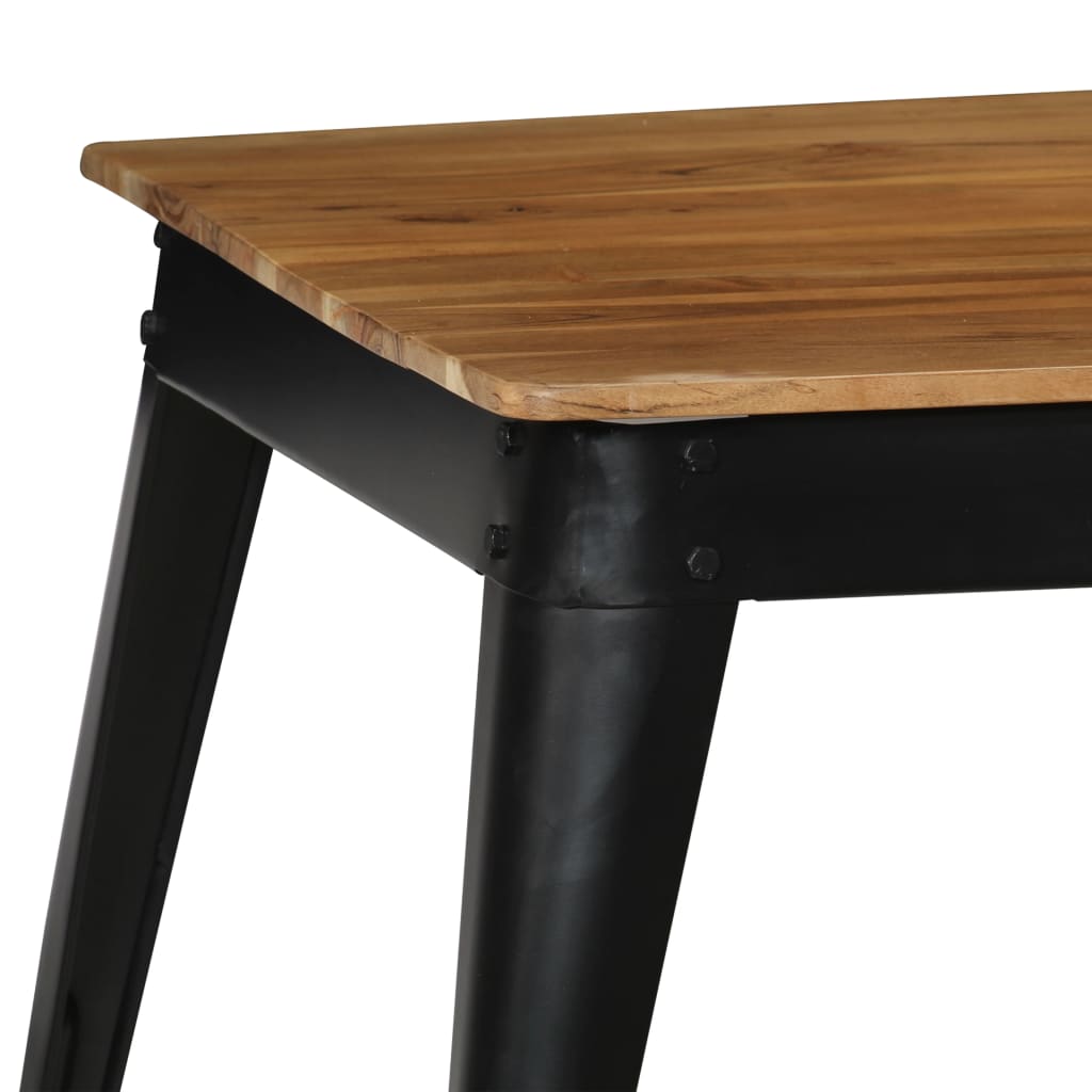 Mesa De Comedor De Madera Maciza De Acacia Y Acero 75x75x76 Cm_1