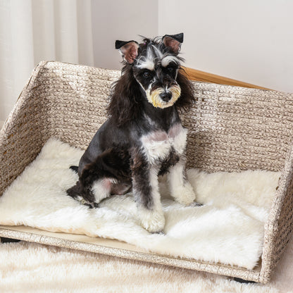 Pawhut Sofá Cama De Ratán Para Mascotas Perros Gatos Con Cojín Lavable_3