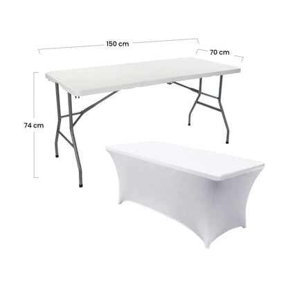 Mesa Plegable 150cm Blanca + Funda Catering 7house_3
