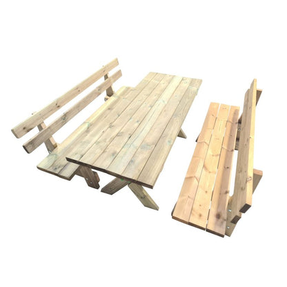 Mesa De Madera Xerta Con Bancos Con Respaldo Vic._3