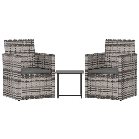 Vidaxl Muebles De Jardín Con Cojines 3 Piezas Ratán Sintético Gris_0