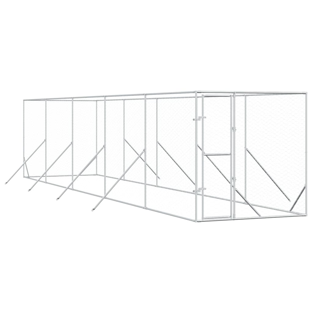 Perrera De Exterior Acero Galvanizado Plateado 2x10x2 M_0