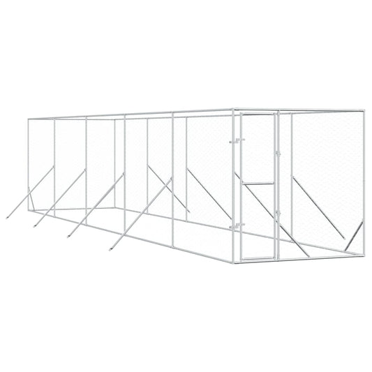 Perrera De Exterior Acero Galvanizado Plateado 2x10x2 M_0
