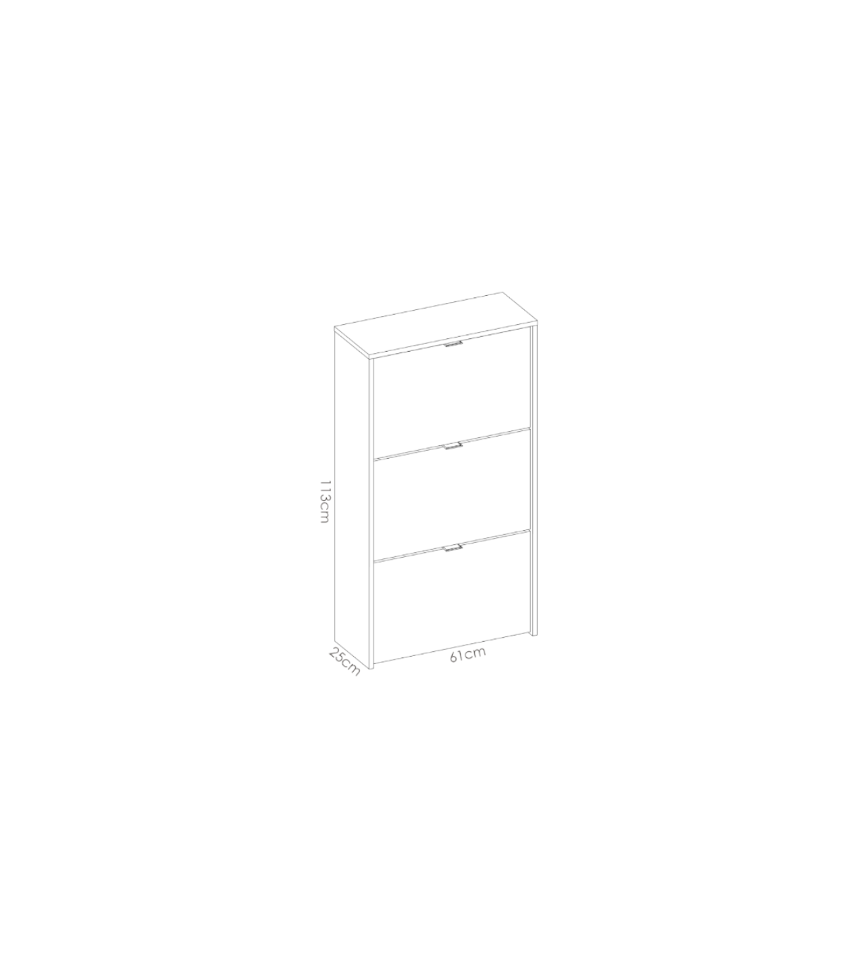 Zapatero 3 Puertas Porcuna Acabado Blanco Brillo, 61 Cm(ancho) 113 Cm(altura) 25 Cm(fondo)_2