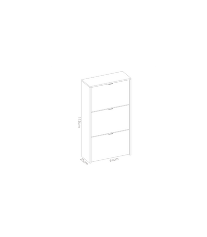 Zapatero 3 Puertas Porcuna Acabado Blanco Brillo, 61 Cm(ancho) 113 Cm(altura) 25 Cm(fondo)_2