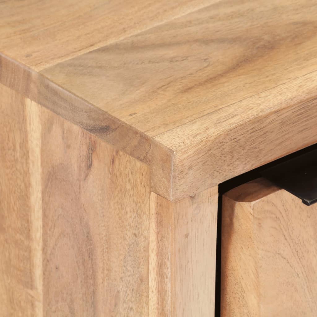 Mesita De Noche Madera Maciza Acacia Borde Natural 40x30x50 Cm_3