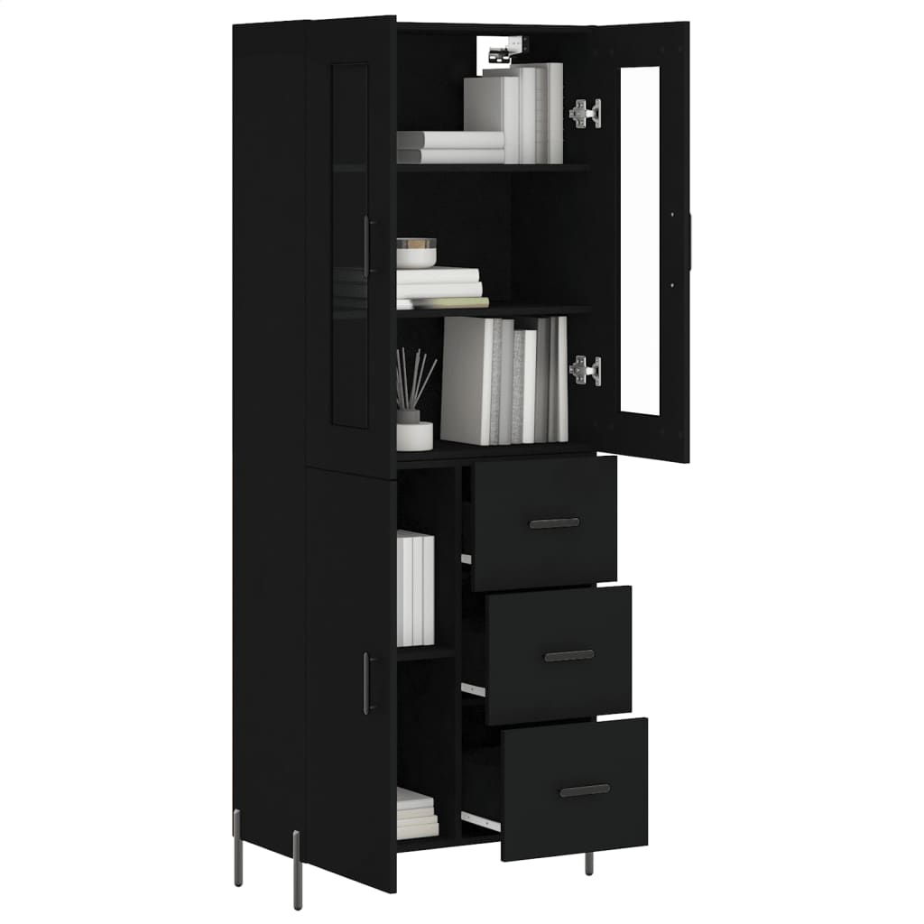 Aparador Alto Madera Contrachapada Negro 69,5x34x180 Cm_2