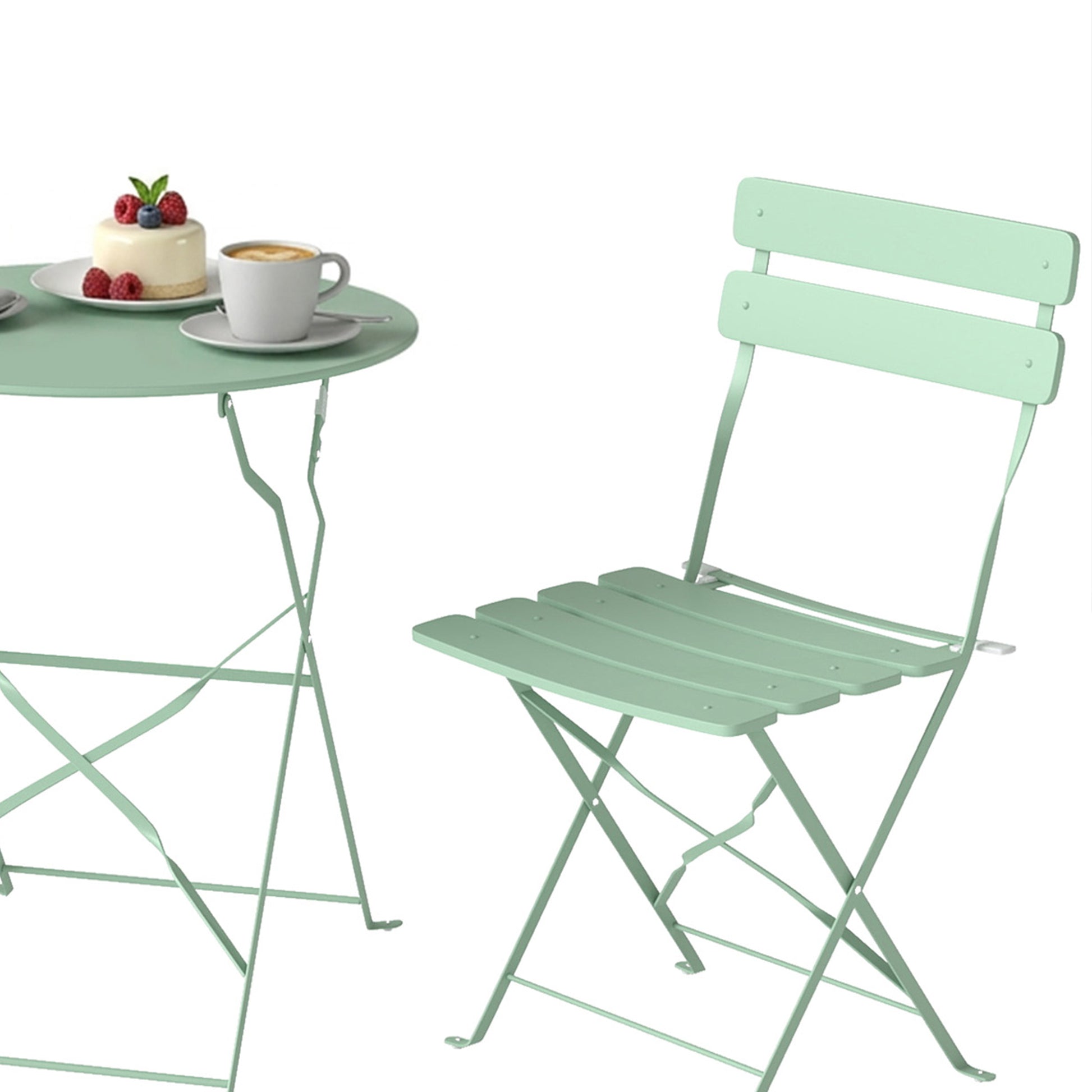 Outsunny Conjunto De Muebles De Jardín Con 2 Sillas Plegables Y Mesa Verde Claro_3
