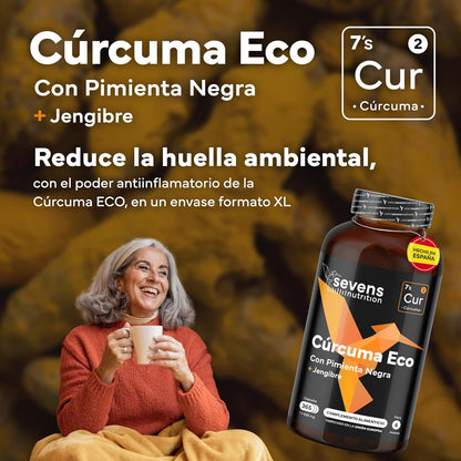 Cúrcuma + Jengibre Sevens Nutrition 365 cápsulas