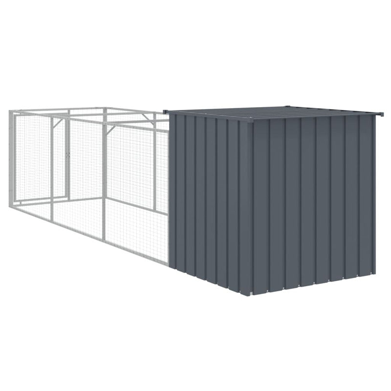 Caseta Para Perros Con Corredor Antracita 110x405x110cm Acero Galvanizado_4