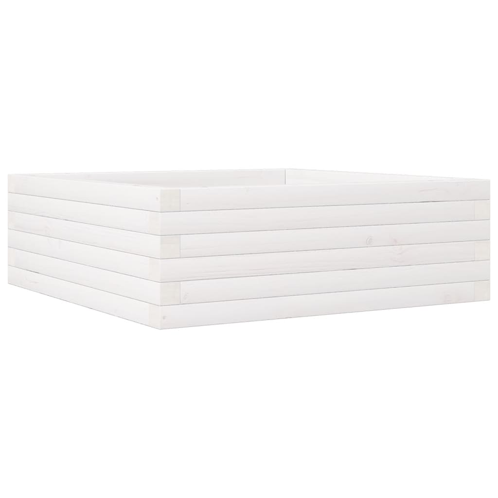 Jardinera De Madera Maciza De Pino Blanca 70x70x23 Cm_0