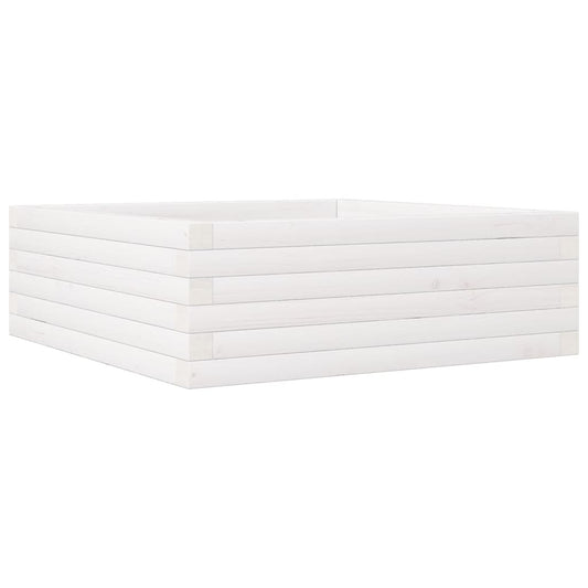 Jardinera De Madera Maciza De Pino Blanca 70x70x23 Cm_0