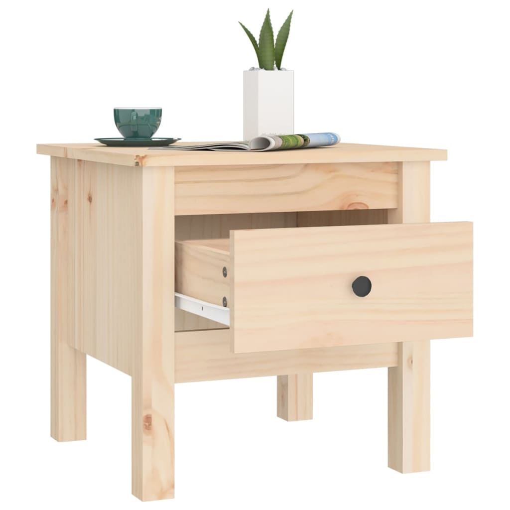 Mesa Auxiliar De Madera Maciza De Pino 40x40x39 Cm_3