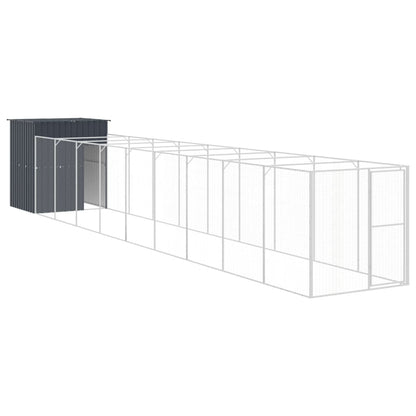 Caseta Perros Con Corral Acero Galvanizado Gris 165x1067x181 Cm_4