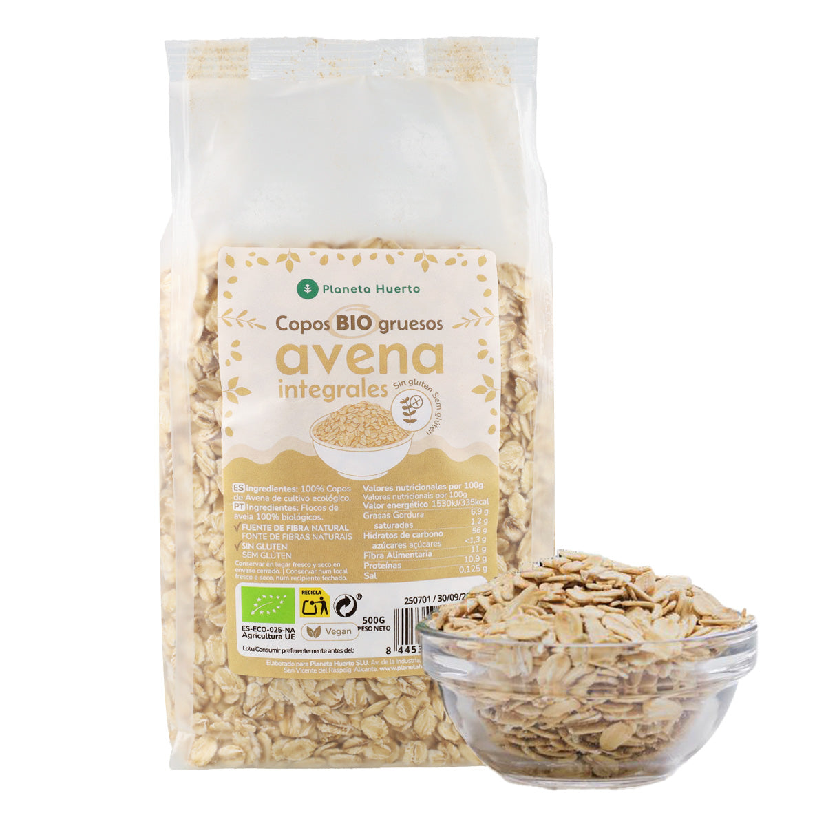 Flocos de Aveia Grossos Sem Glúten ECO Planeta Huerto 500 g