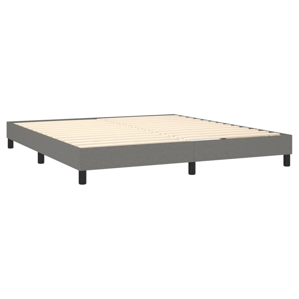 Cama Box Spring Colchón Y Luces Led Tela Gris Oscuro 180x200 Cm / Vetonek_2