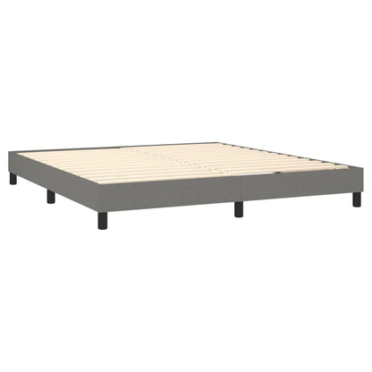 Cama Box Spring Colchón Y Luces Led Tela Gris Oscuro 180x200 Cm / Vetonek_3