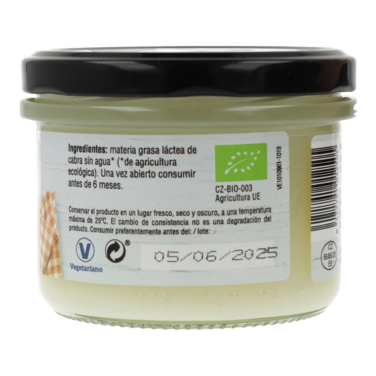 Manteiga vegetal clarificada de ghee de cabra biológica 220ml