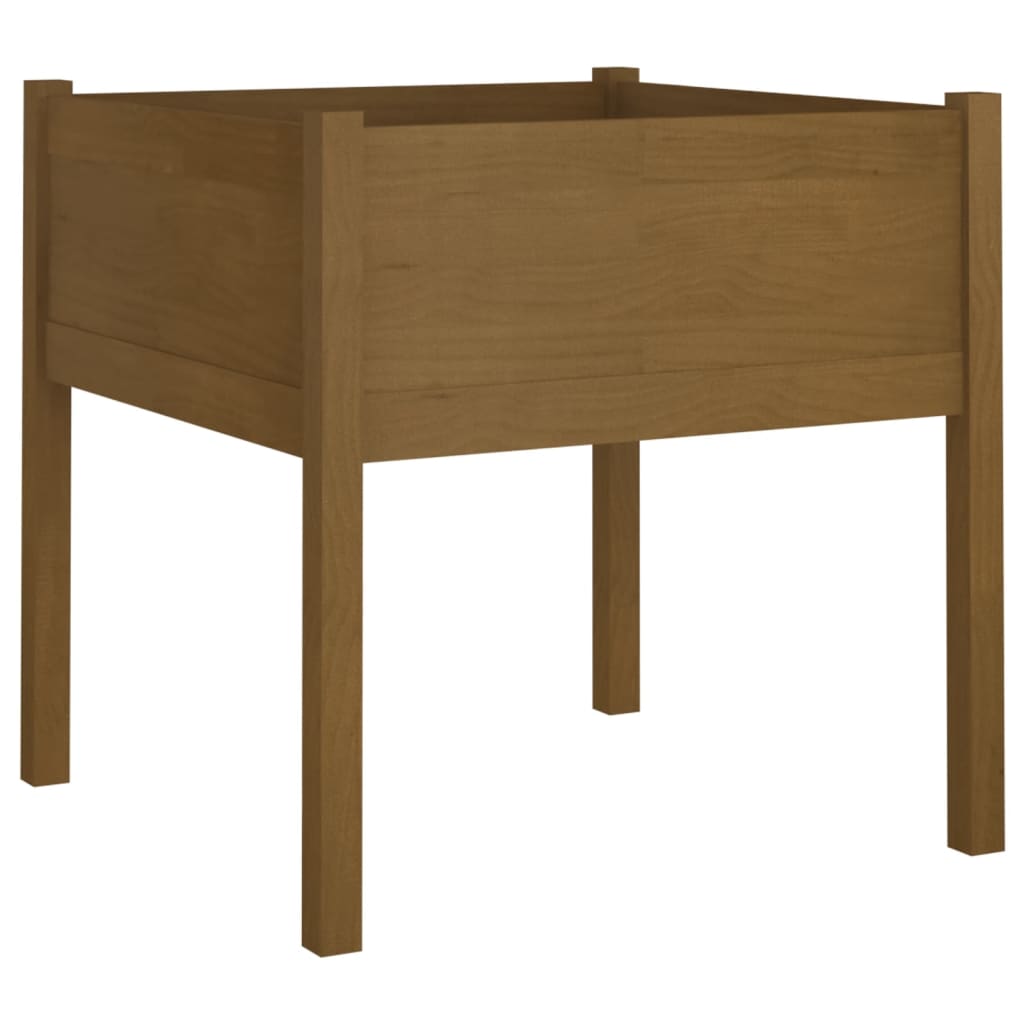 Jardinera De Madera Maciza De Pino Marrón Miel 70x70x70 Cm_0