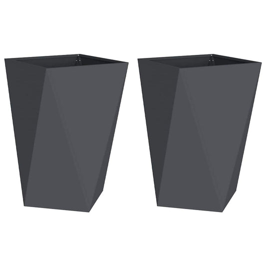 Jardinera 2 Pcs Antracita 50 X 50 X 75 Cm Acero_0