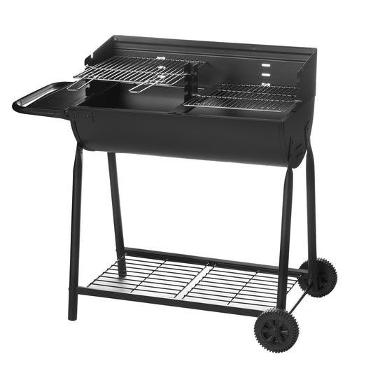 Grelhador retangular a carvão aço preto 107 x 58 x 94 cm Ldk Garden