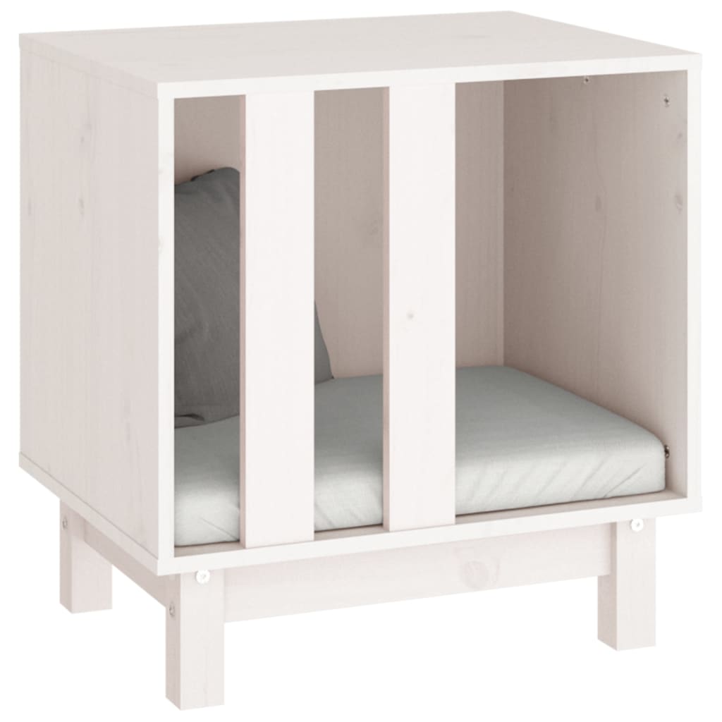 Caseta Para Perros Madera Maciza De Pino Blanco 50x40x52 Cm_5
