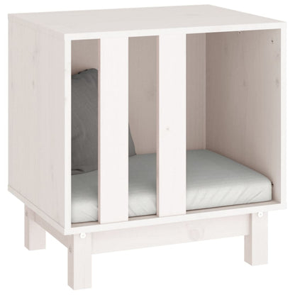 Caseta Para Perros Madera Maciza De Pino Blanco 50x40x52 Cm_5