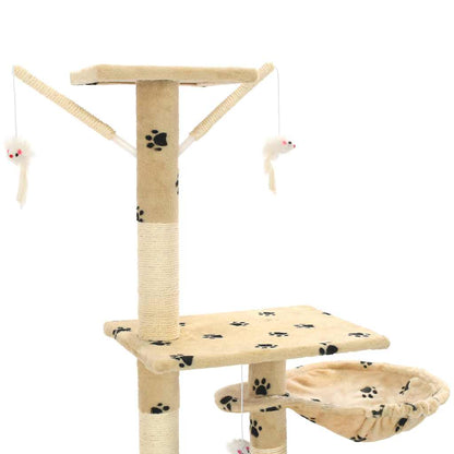 Rascador Para Gatos Con Poste De Sisal 230-250 Cm Huellas Beige_4