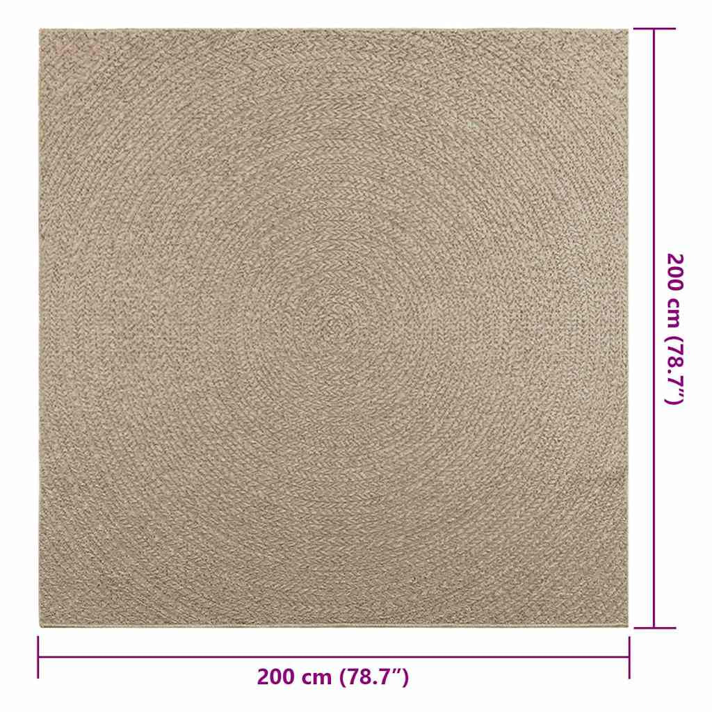 Vidaxl Alfombra Zizur Aspecto Yute Interior/exterior Beige 200x200 Cm_2