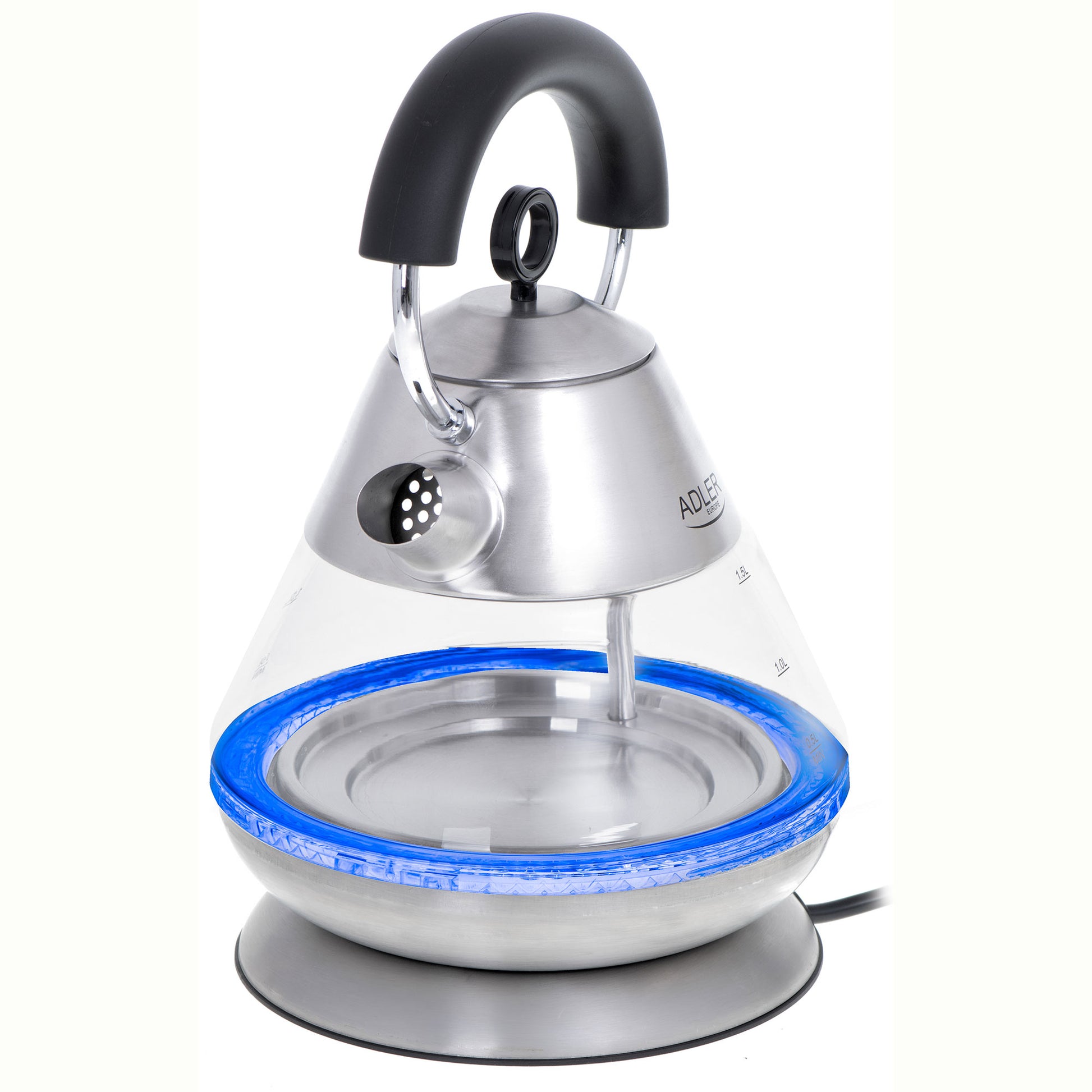 Hervidor Agua Eléctrico 1,5 Litros Jarra Cristal Inalámbrica Retroiluminada, Apagado Automático Adler Ad 1282, 2200w_4