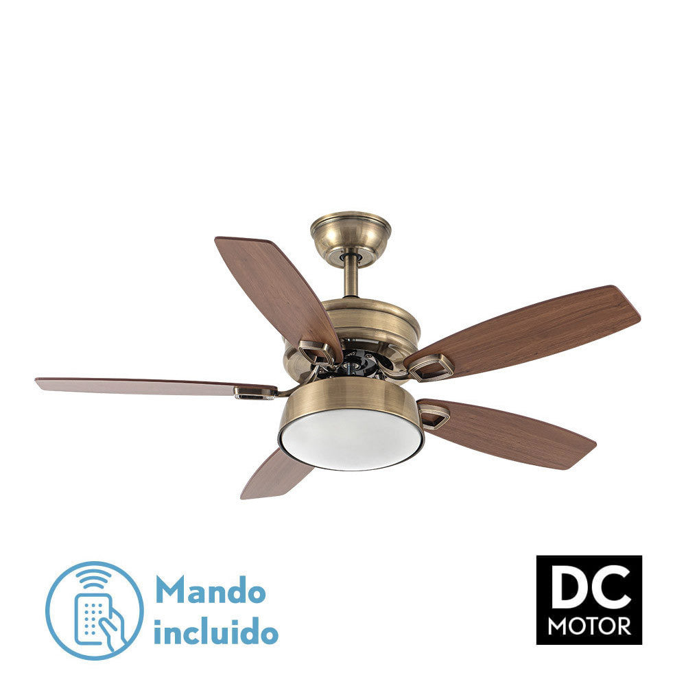 Ventilador 30w Dc Braw Cuero 5 Aspas Nogal/roble 6 Vel. 3 Colores 106,7d C/remoto, Memoria Y Temporizador 2850lm_0