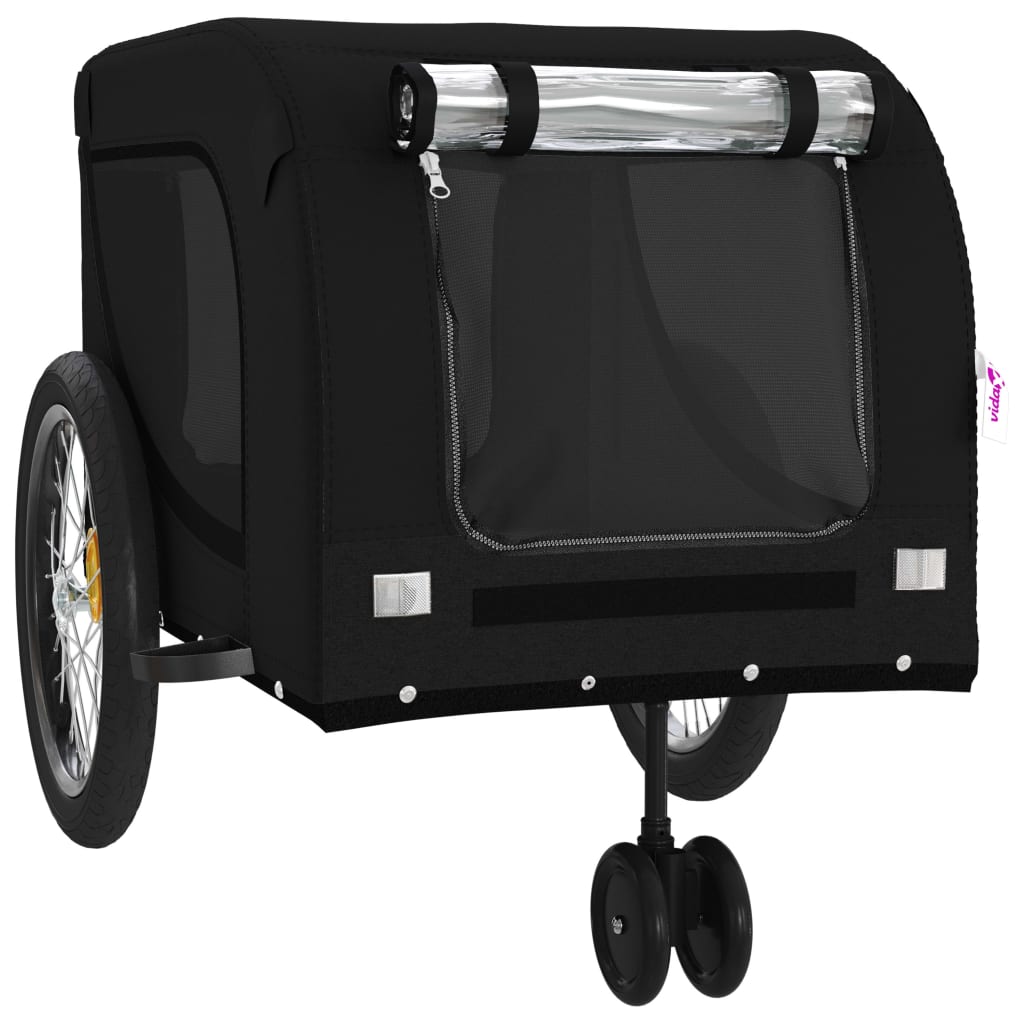 Remolque De Bicicleta Mascotas Hierro Tela Oxford Negro_3