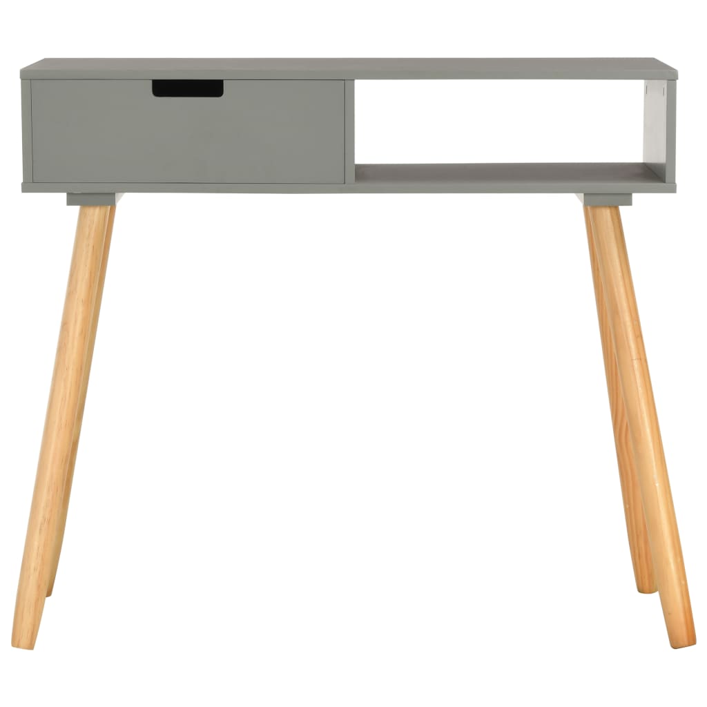 Mesa Consola De Madera Maciza De Pino Gris 80x30x72 Cm_1