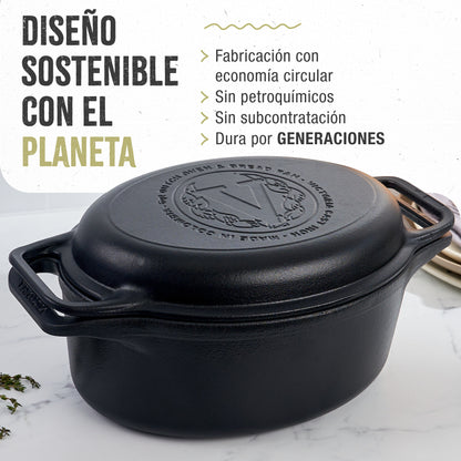 Victoria Horno Holandés Olla Inducción Hierro Fundido Curado 31cm, Tapa - Sartén, 5,7l, Sin Ptfe, 38847, Negro_5