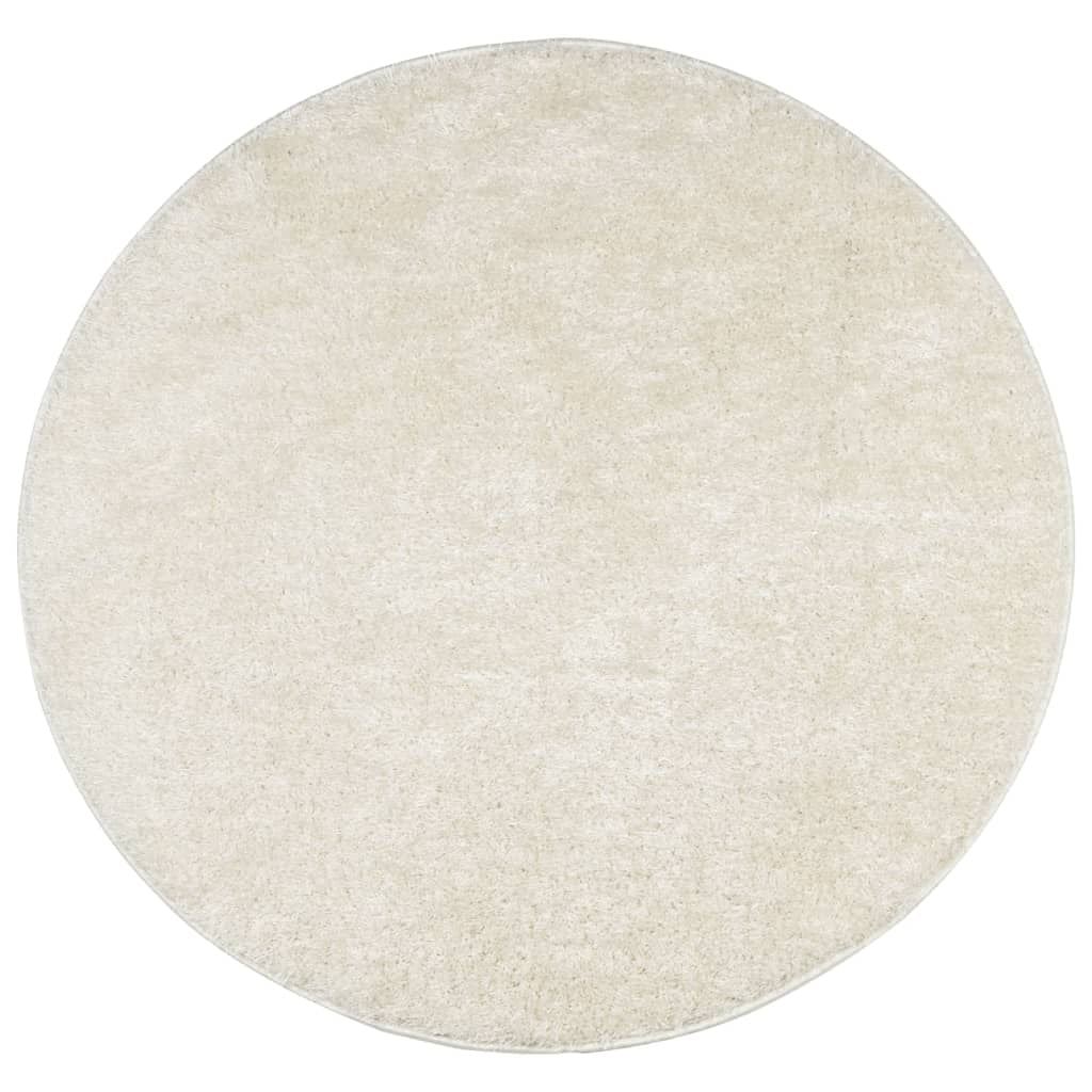 Vidaxl Alfombra Pelo Largo Aspecto Brillante Istan Crema Ø 80 Cm_0